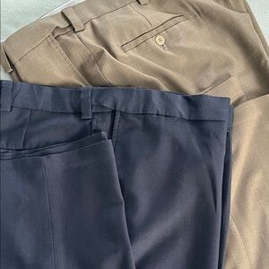 Set of 2 Men's Haggar 42x32 Classic Navy and Brown Pants